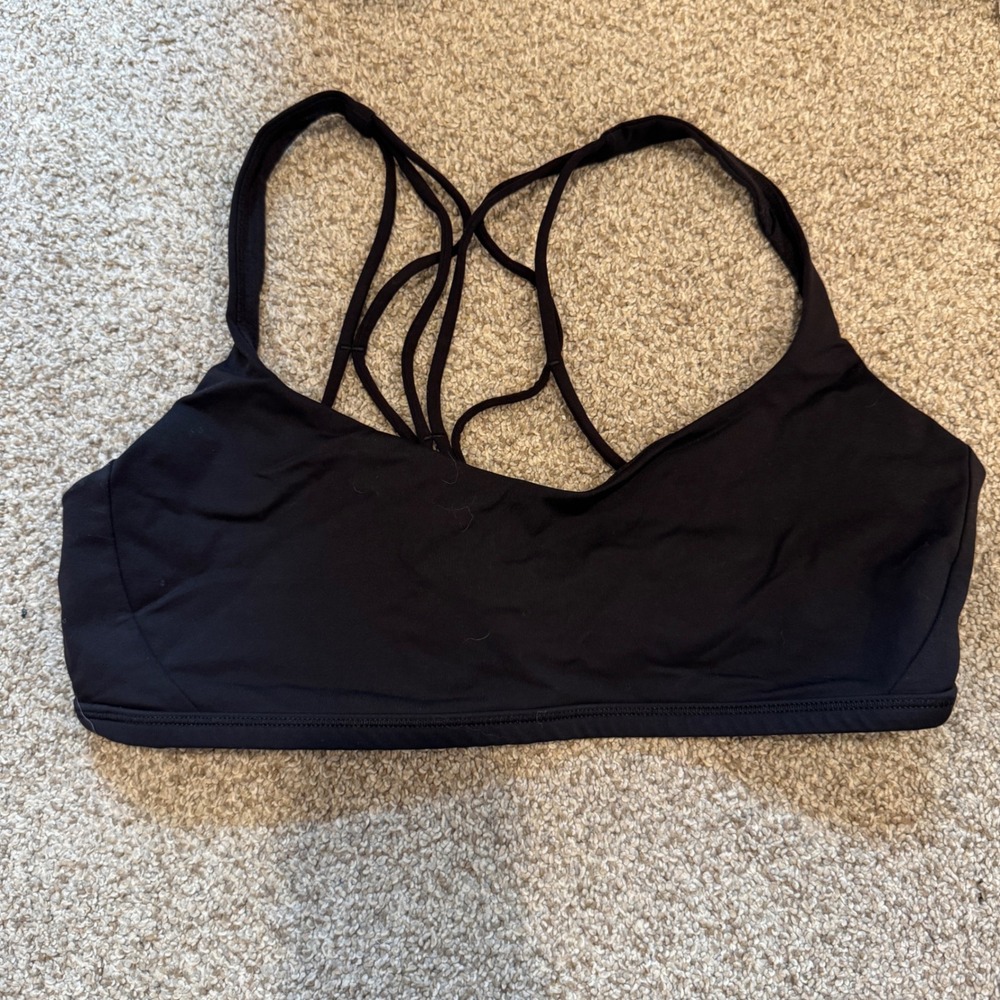Lululemon Black Free to Be Bra Strappy Back Light Support Size 10